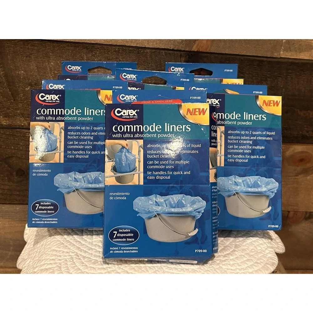 Carex‎ Commode Liners Holds 2 Quarts Liquid, 6 Packs of 7 liners, 42 Count